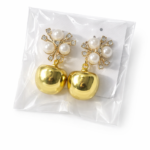 Elegant Gold Drop Earrings with Pearl Crystal Stud – Premium Fashion Jewelry