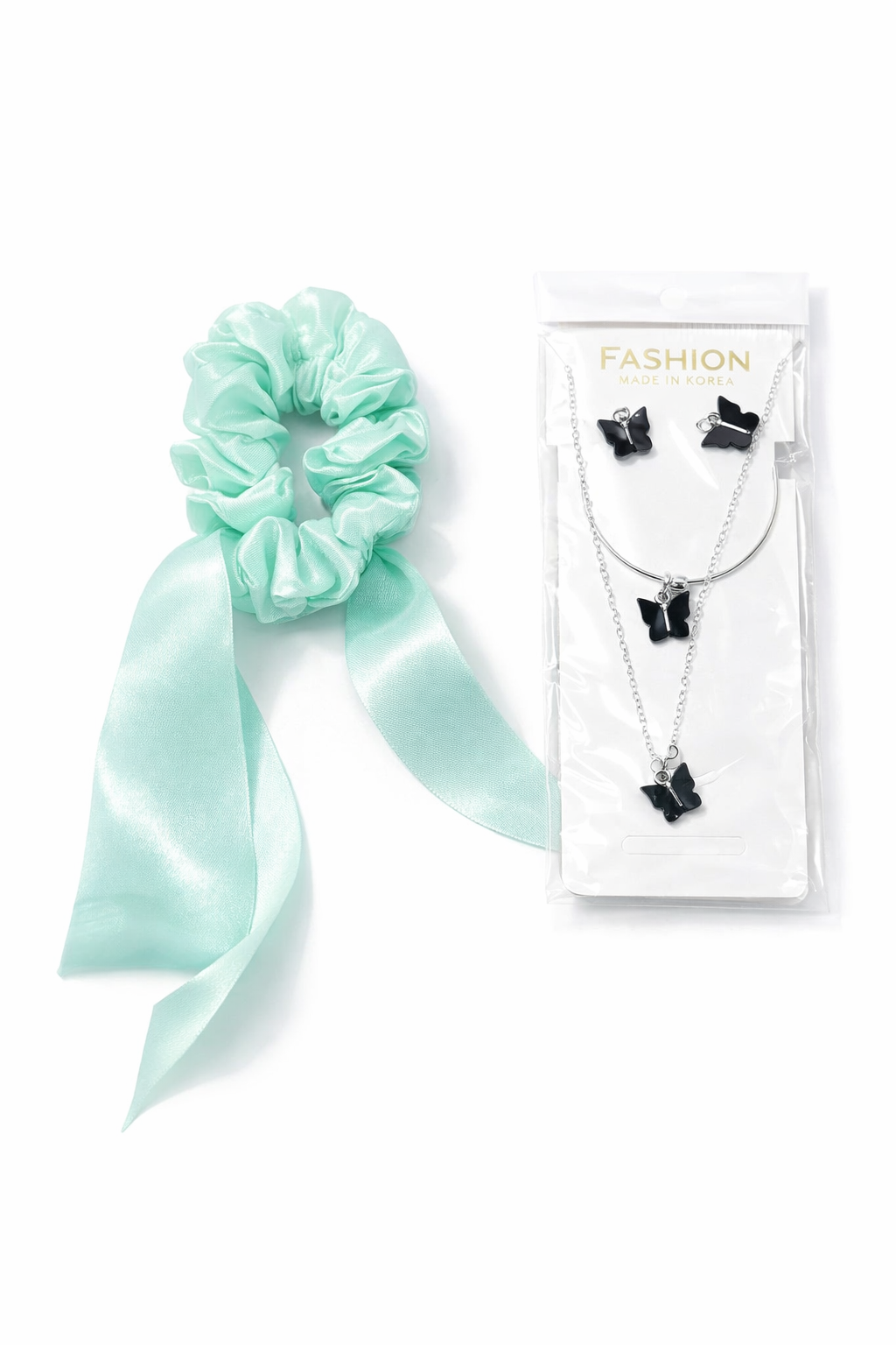 Butterfly Design Silver Plated Necklace & Earrings Set for Women | Korean Fashion Jewellery Gift Combo for Girls